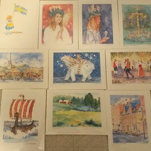 Swedish Themed Art Greeting Cards Set of Ten